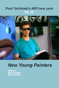 Poster for New Young Painters - ART/new york No. 25 featuring artists Bobby G, Mark Kostabi, and Kenny Scharf