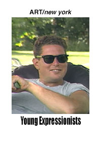 This is a poster for documentary Young Expressionists - ART/new york No. 19 featuring a photograph of painter Julian Schnabel