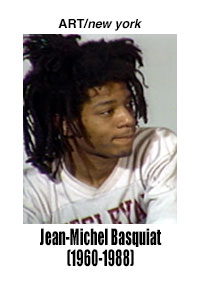 This is a poster for documentary Jean-Michel Basquiat (1960-1988) - ART/new york No. 30 featuring a photograph of artist Jean-Michel Basquiat