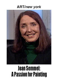 This is a poster for documentary Joan Semmel: A Passion for Painting - ART/new york No. 42 featuring a photograph of Feminist painter Joan Semmel