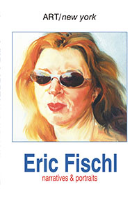 This is a poster of documentary Eric Fischl: Narratives & Portraits - ART/new york No. 60 featuring a painting of a woman with lipstick and sunglasses on. Painting is by artist Eric Fischl.